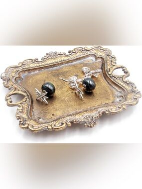 Sterling Silver Star & Dark Pearl Cufflinks